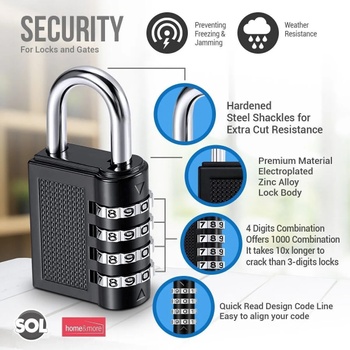 4 Digit Padlock Zinc Alloy Code Lock Large Anti-Theft